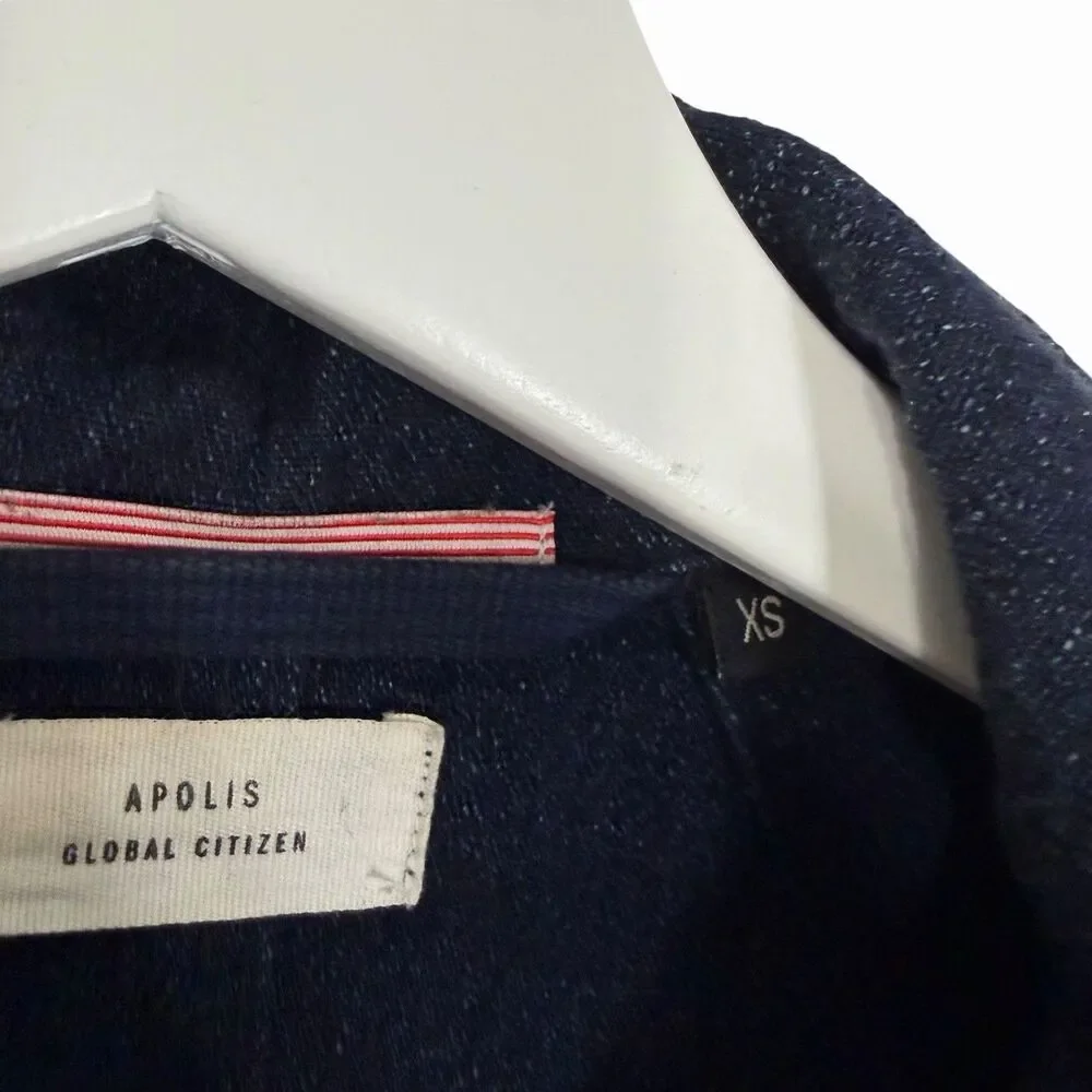 Apolis Indigo Chore Coat Dark Wash Utility Pockets XS Imperfect Mendedl